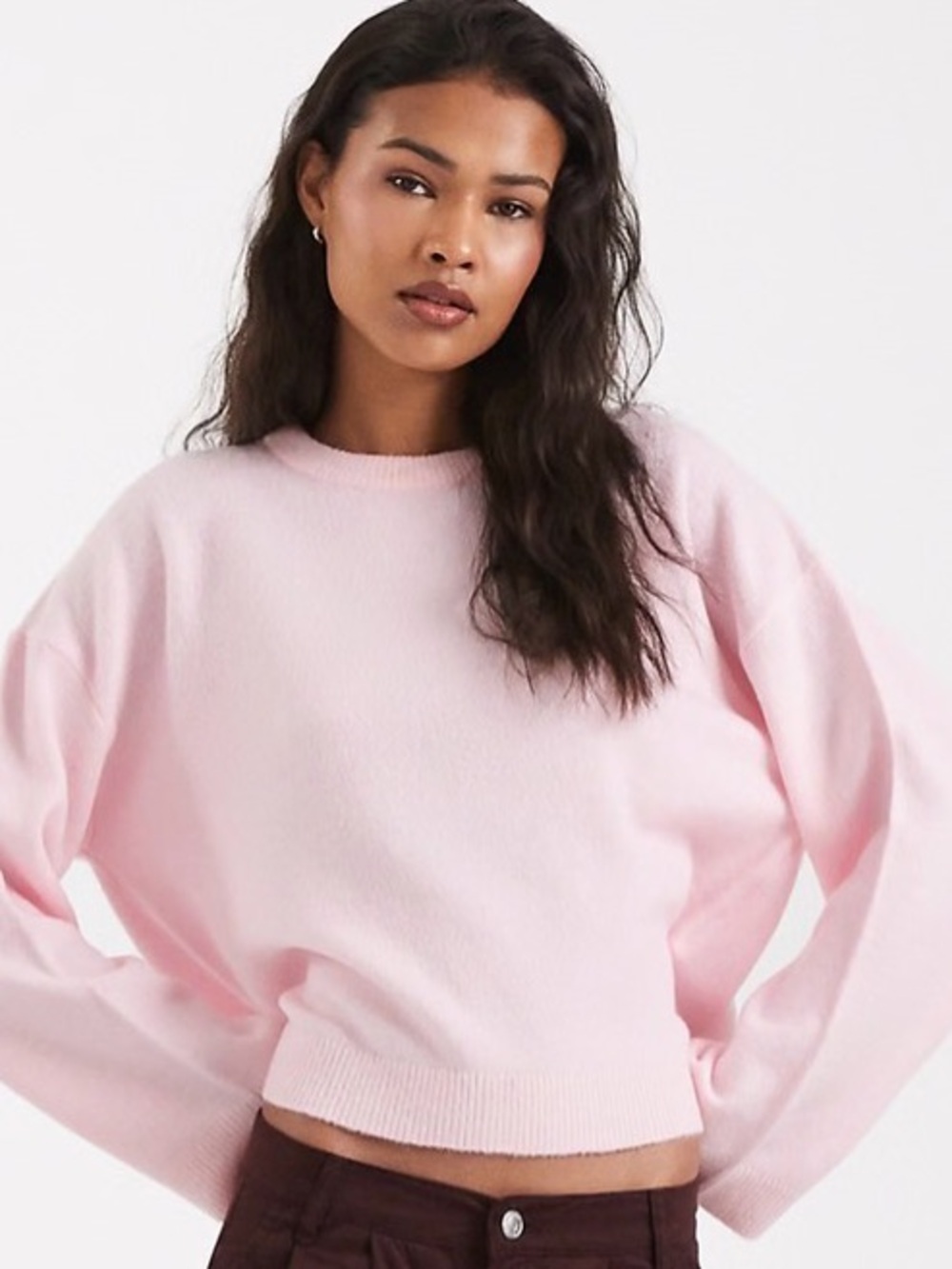 ONLY by ASOS round neck boxy sweater in light pink